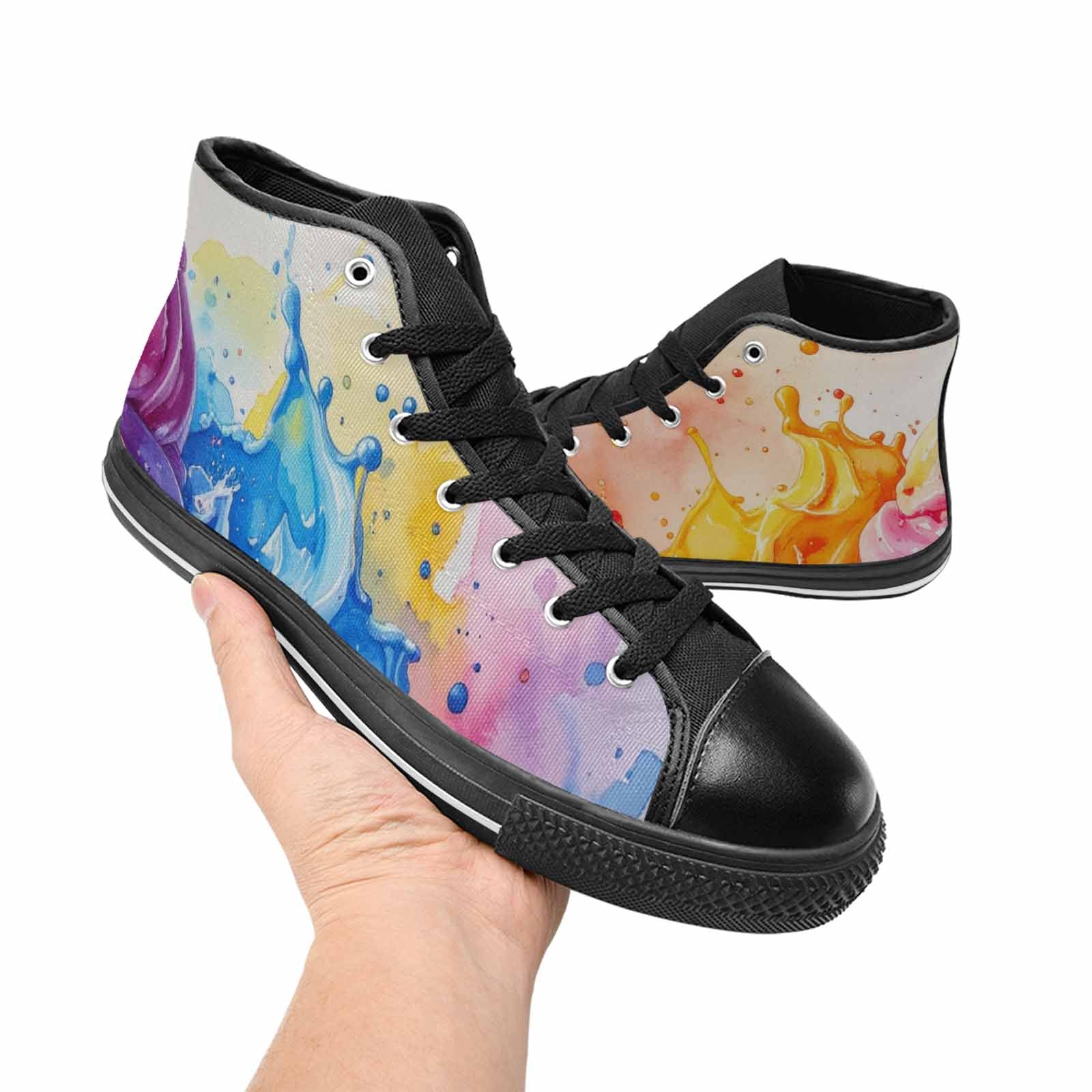 WOMEN'S Melting Icecream Collage High Top Canvas Surreal Custom Sneakers