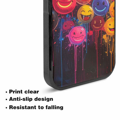 iPhone 15 Plus Case — Smiley Faces Glow Smiley Faces Pattern, Unique Phone Case Design