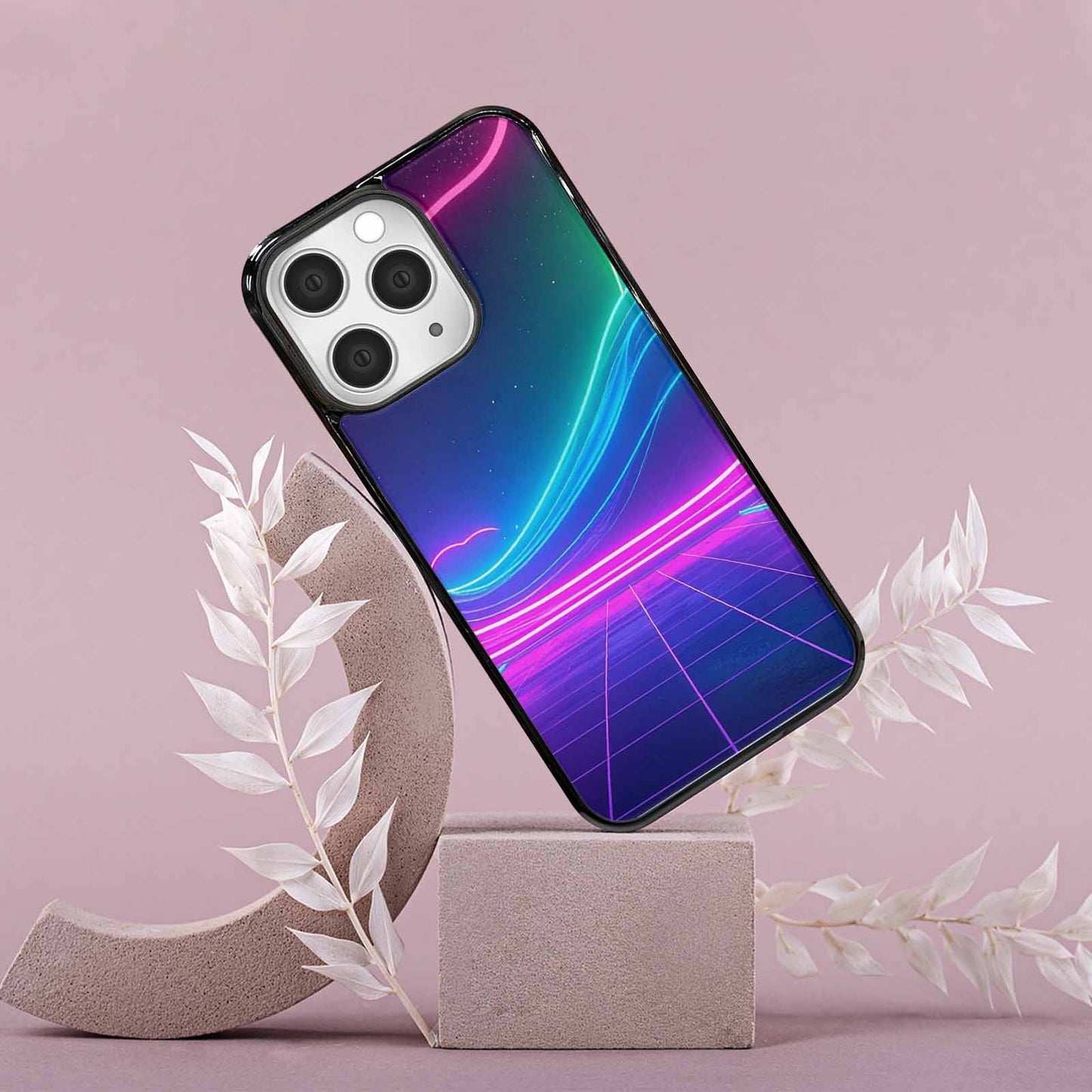 iPhone 15 Pro Max Case — 1980s Neon Cartoon Art Pattern, Customized Protective Case