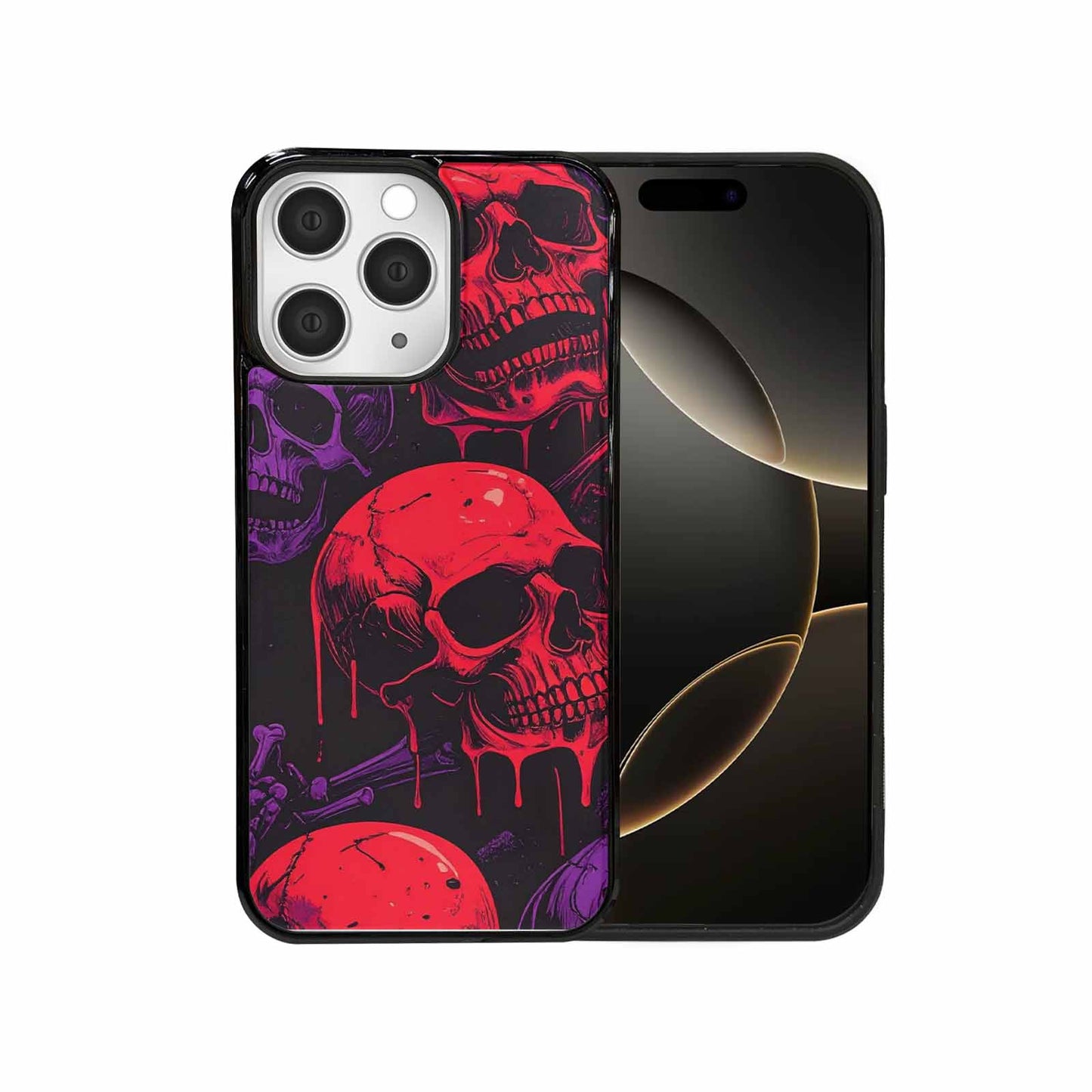 iPhone 15 Pro Max Case — Red Purple Skeletons Neon Drip Melting, Custom Print Case Cover