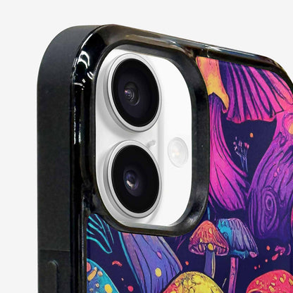 iPhone 16 Case — Mushroom Psychedelic Art Seamless Pattern Vibrant, Custom Printed Phone Case