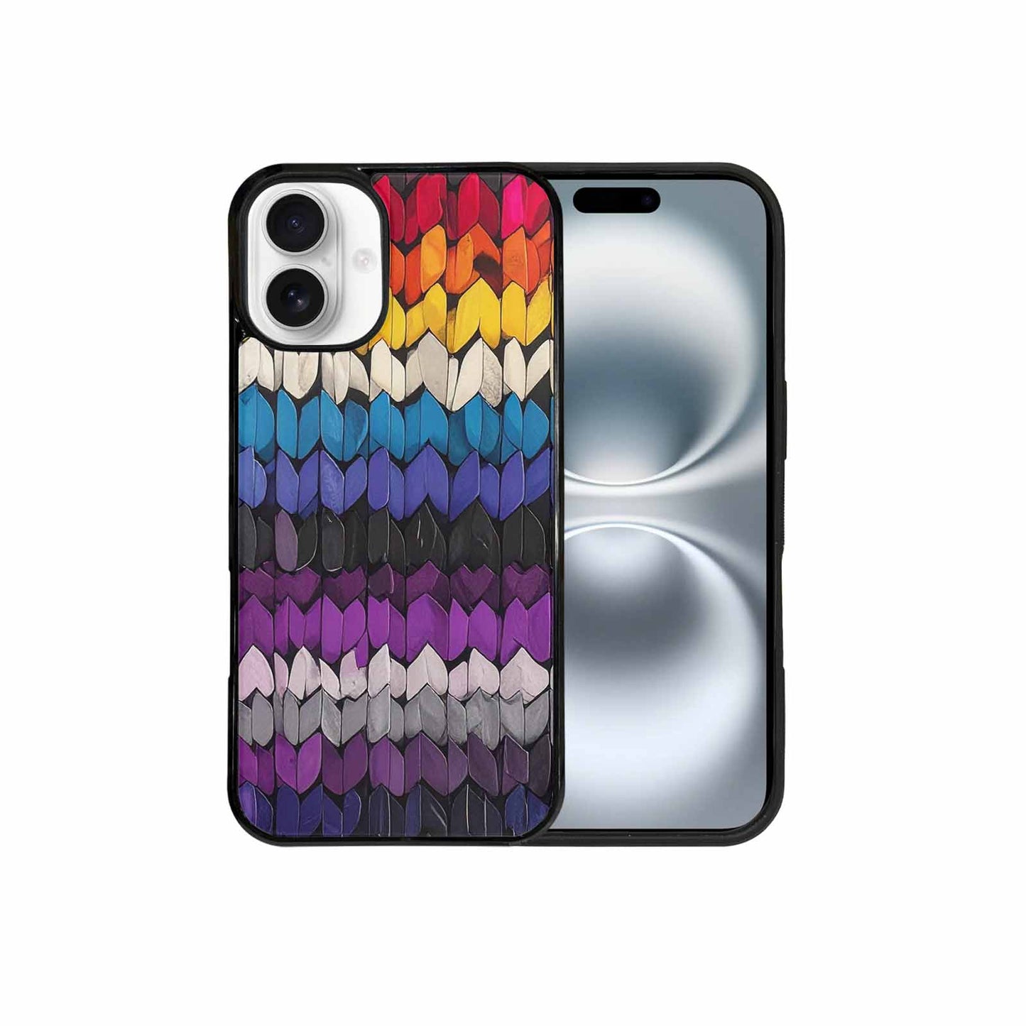 iPhone 16 Plus Case — Asexual Flag Color Theme Small Rainbow, Custom Phone Case