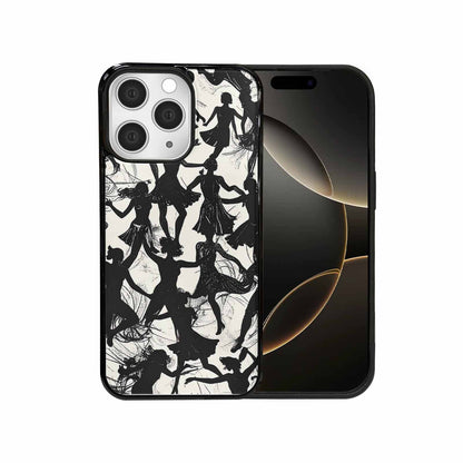 iPhone 15 Pro Max Case — Bold Dancing Figure Line Art Pattern, Unique Phone Case Design