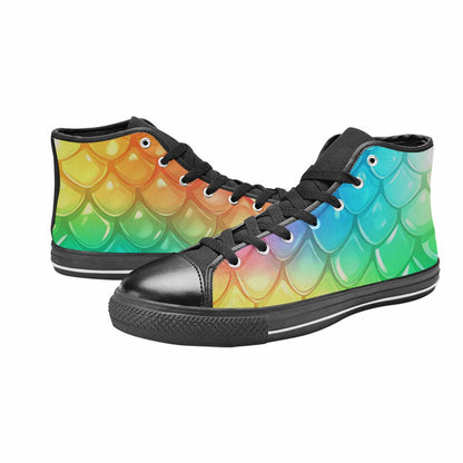 MEN'S Dark Snake Print High Top Canvas Vivid Custom Sneakers