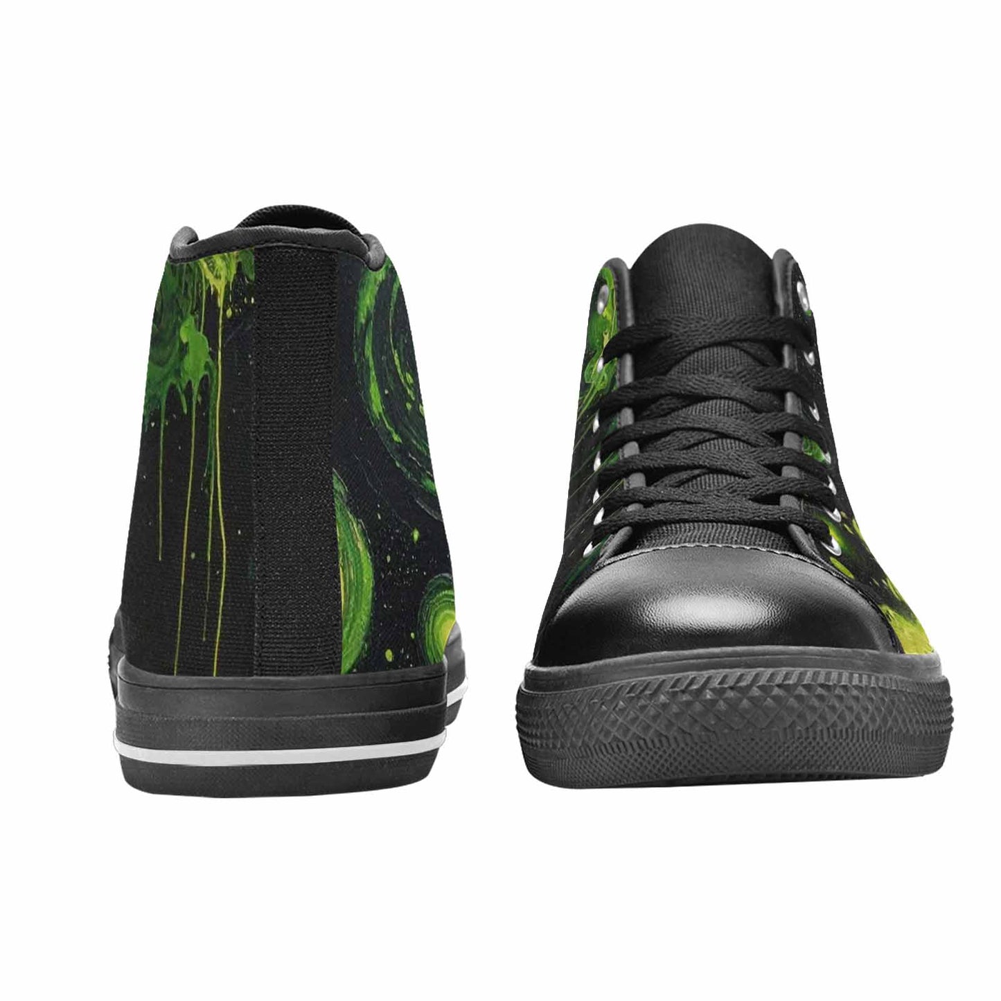 WOMEN'S Melting Galaxy Acid Green High Top Canvas Surreal Shoes