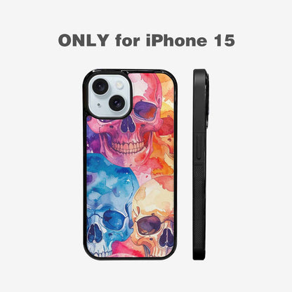 iPhone 15 Case — Kulls Watercolor Skulls Small Skull Pattern, Customized Protective Case