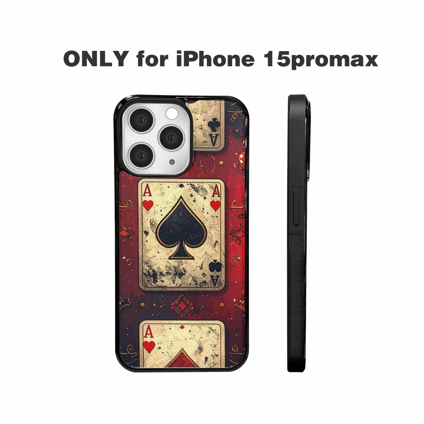 iPhone 15 Pro Max Case — Playing Card Suits Pattern Poker Chips, Custom Phone Case