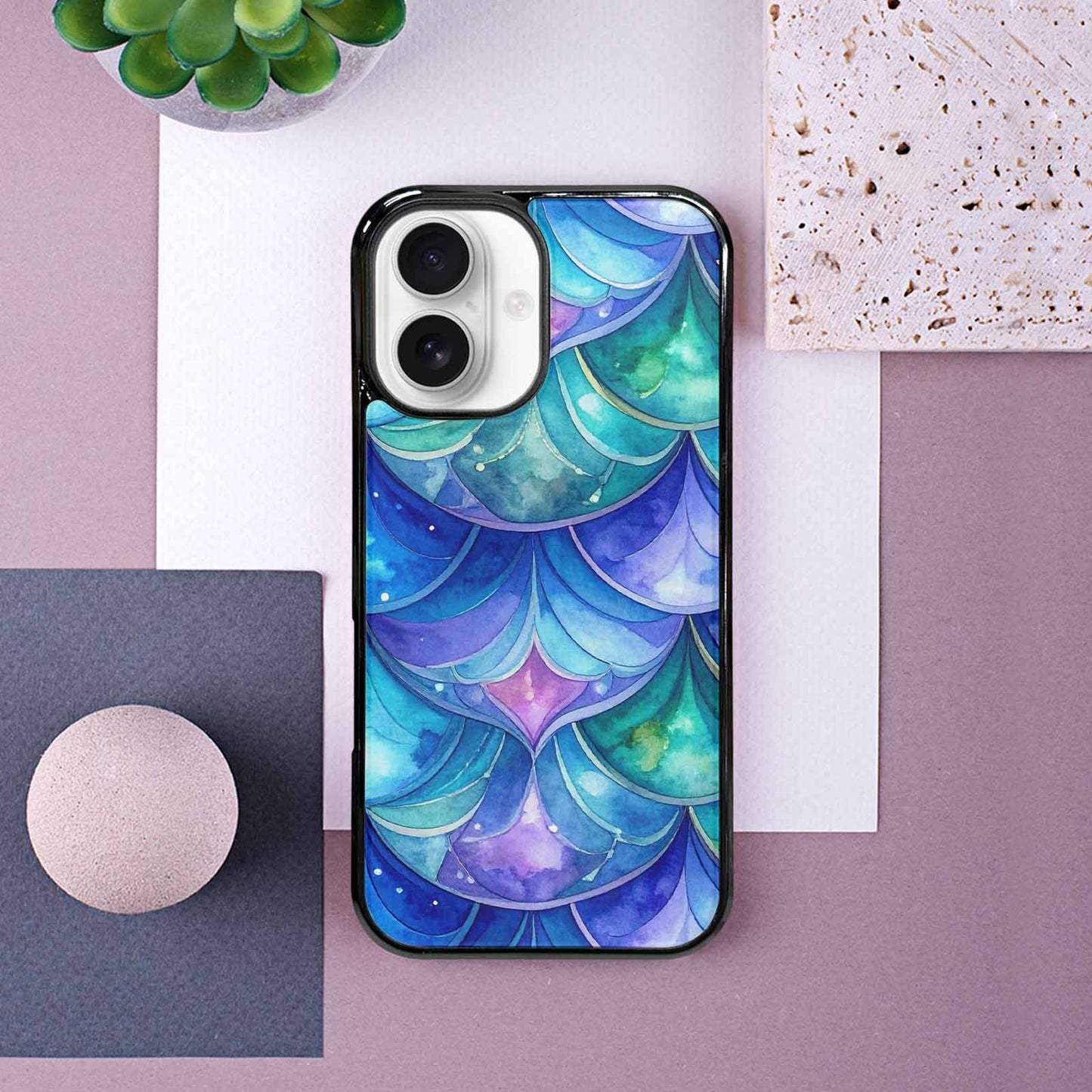 iPhone 16 Case — Mermaid Scale Art Pattern, Custom Print Case Cover