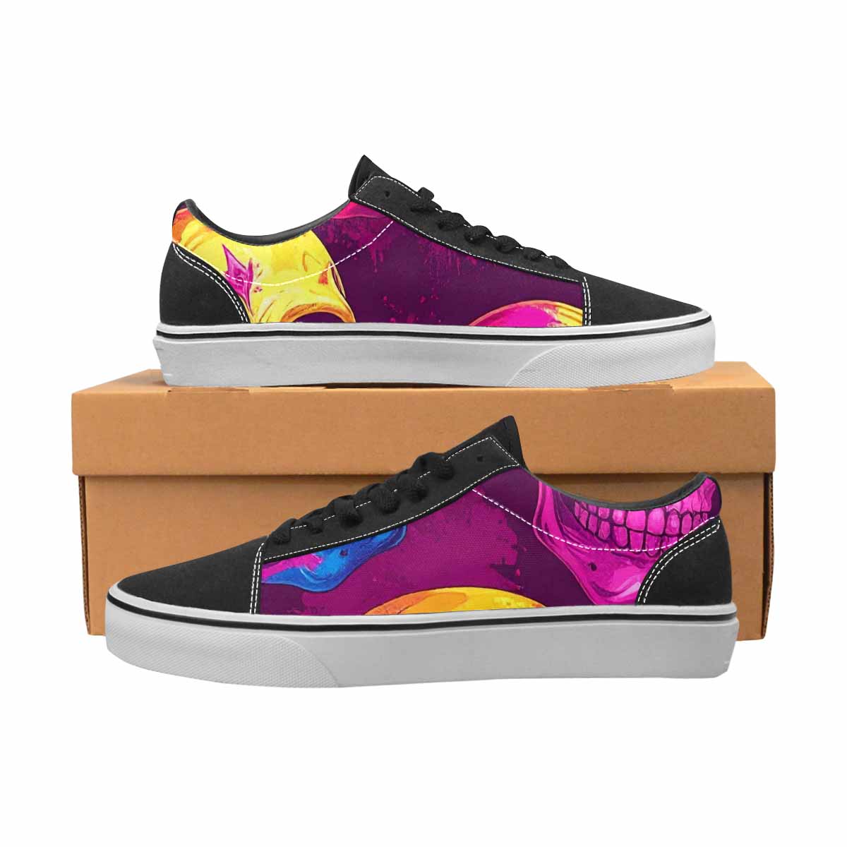 WOMEN'S Tie Dye Skulls Print Canvas Lace-Up Dreamcore Custom Sneakers