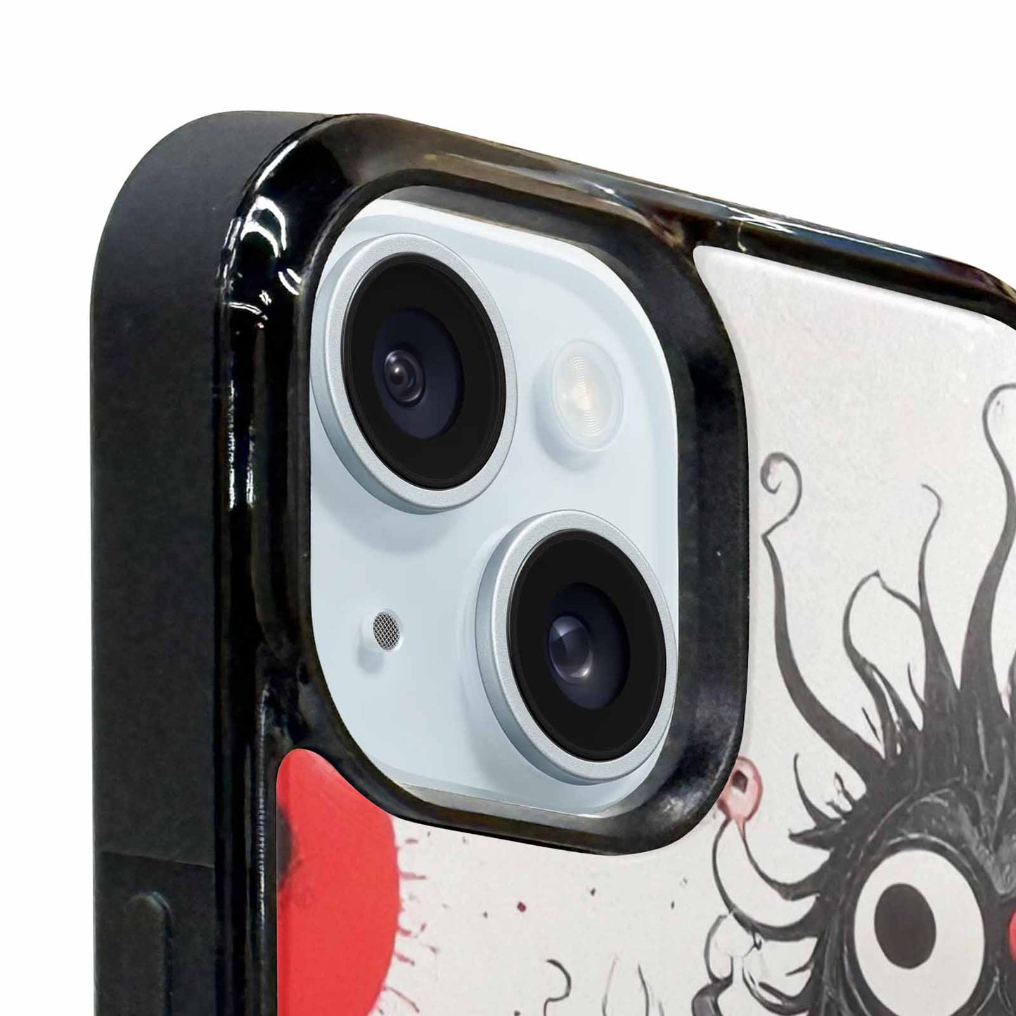 iPhone 15 Plus Case — Multi Eye Monster Black Red Ink, Custom Made Phone Cover