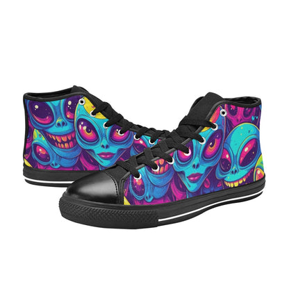 MEN'S Alien UFO Cartoon High Top Canvas Neon Fantasy Custom Sneakers