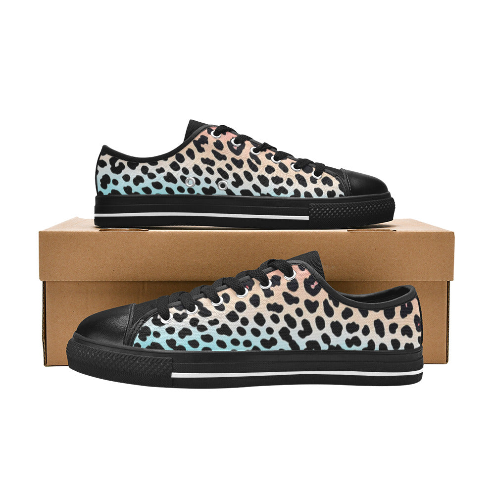 WOMEN'S Gradient Leopard Print Canvas Grunge Custom Shoes
