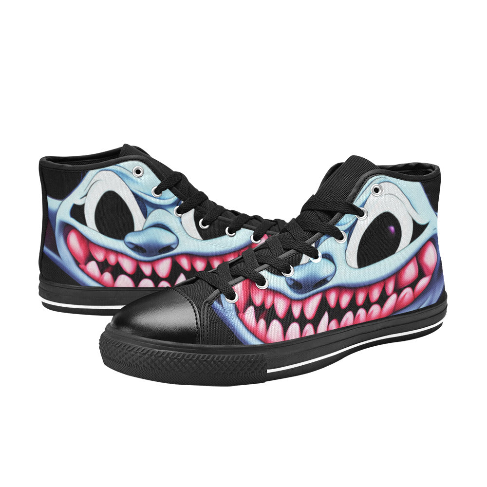 WOMEN'S Blue Rage Horror 2 High Top Canvas Vivid Custom Sneakers