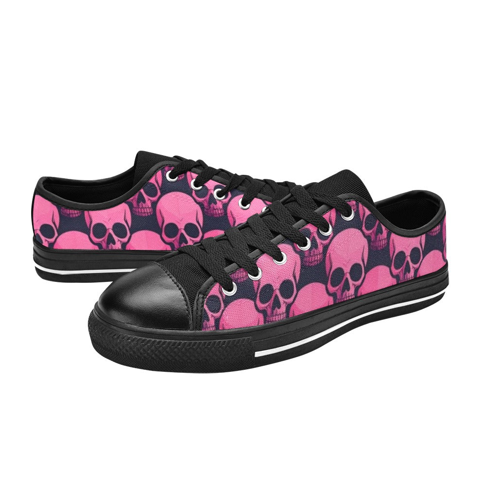 WOMEN'S Skull Underground Comix Black Low Top Canvas Dark Academia Shoes