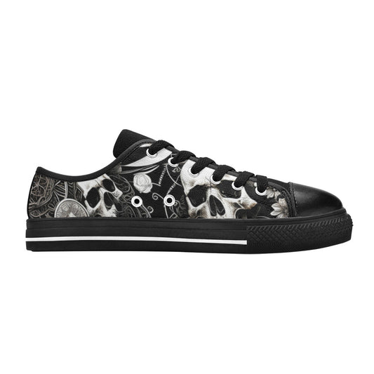 WOMEN'S Skulls Love Canvas Grunge Custom Sneakers
