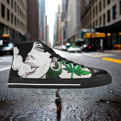 Phoenix Silver Blue Vivid WOMEN Bold Art - Freaky Shoes | Custom Art Sneakers