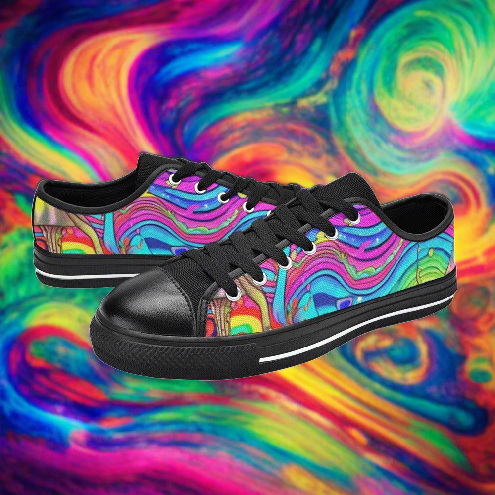 Mermaid Crimson Black Wearable MEN Bold Art - Freaky Shoes | Custom Art Sneakers