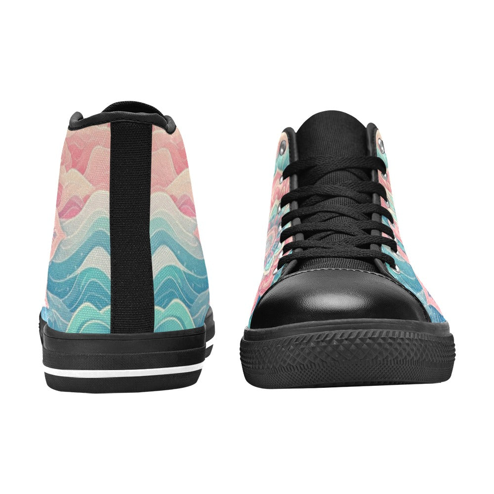 MEN'S Pastel Wave Mandala Men’S High Top Canvas Vibrant Chaos Custom Sneakers