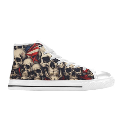 MEN'S Patriotic Skull Flag High Top Canvas Y2K Custom Shoes