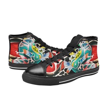 WOMEN'S Japanese Fish Art 4 High Top Canvas Y2K Custom Sneakers