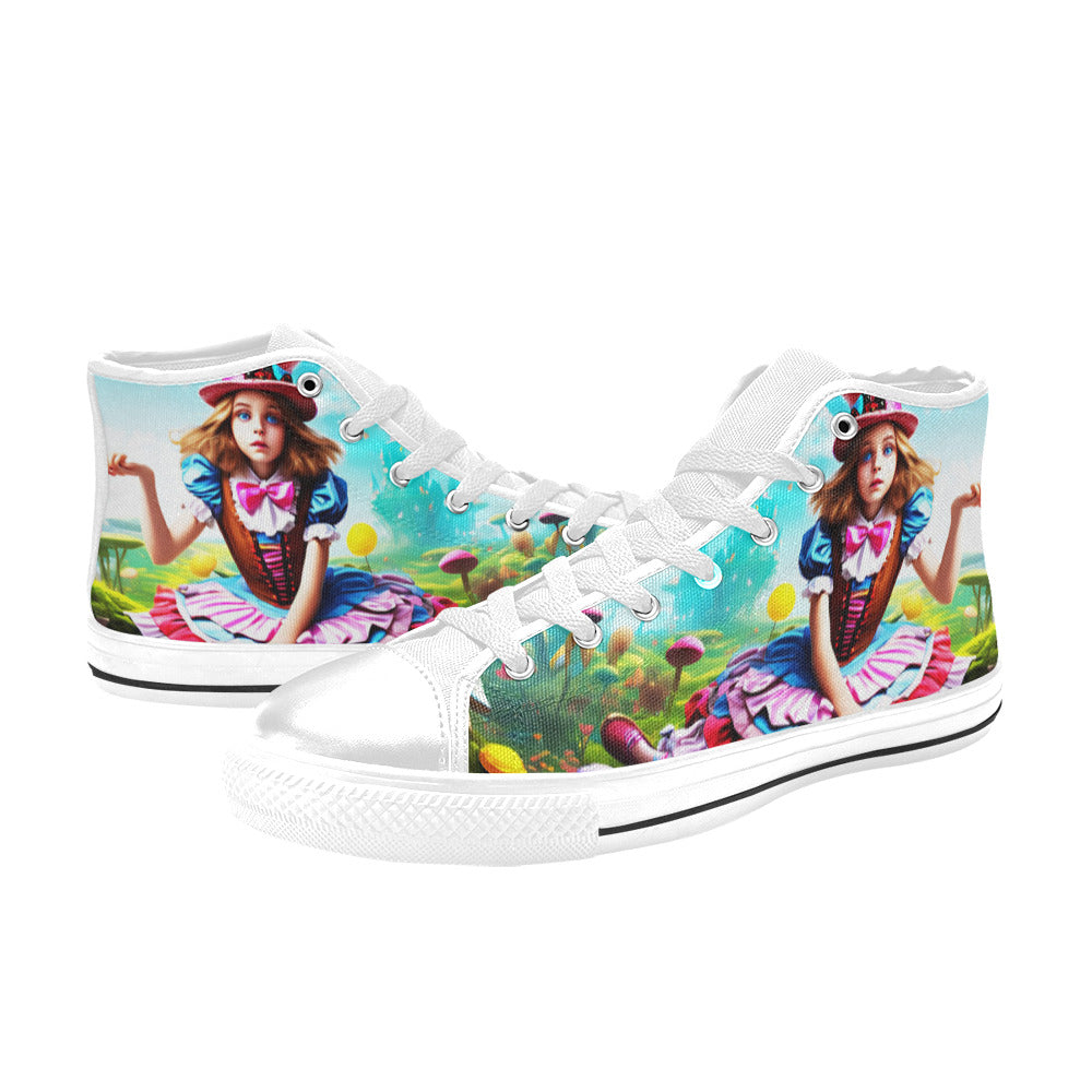 WOMEN'S Acid Creepy Wonderland Psychedelic High Top Canvas Y2K Custom Shoes