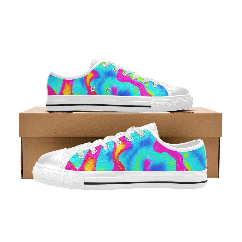 WOMEN'S Tie Dye Splash Retro Canvas Vibrant Chaos Custom Sneakers