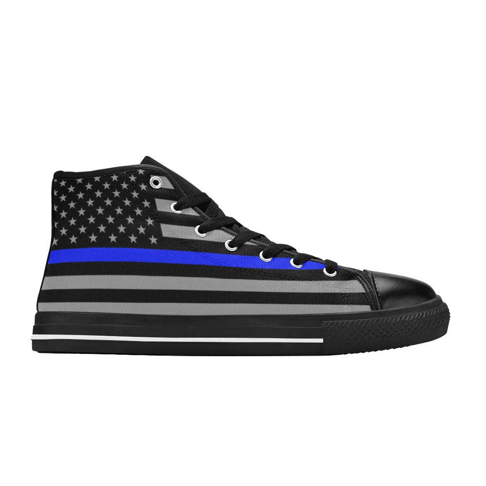 MEN'S Thin Blue Line Flag High Top Canvas Surreal Shoes