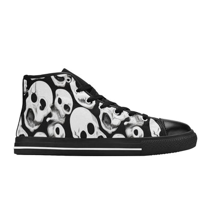 WOMEN'S Cc Skulls One Color High Top Canvas Cottagecore Custom Shoes