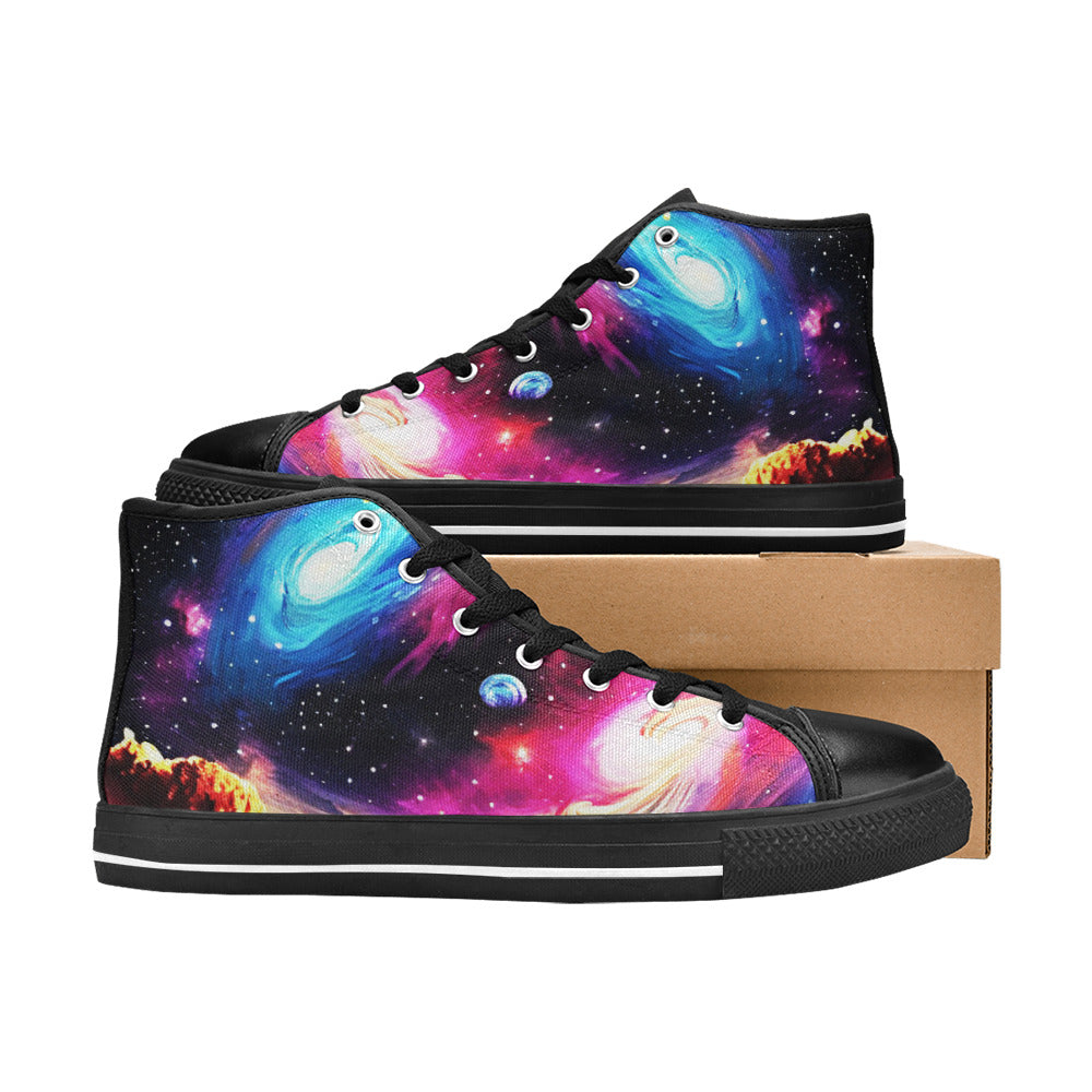 MEN'S Acrylic Galaxy Art Men’S High Top Canvas Neon Fantasy Custom Shoes