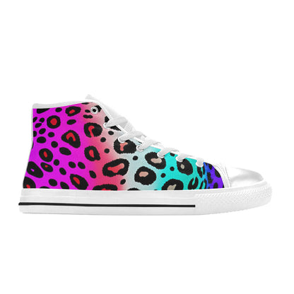 MEN'S Colored Leopard Print Art High Top Canvas Cottagecore Shoes
