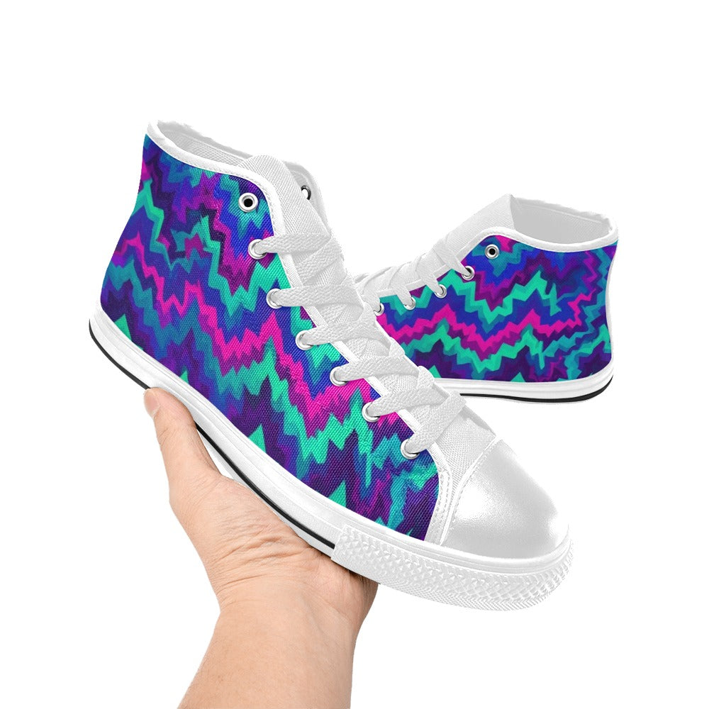 WOMEN'S Psychedelic Chevron Vortex High Top Canvas Vivid Custom Shoes