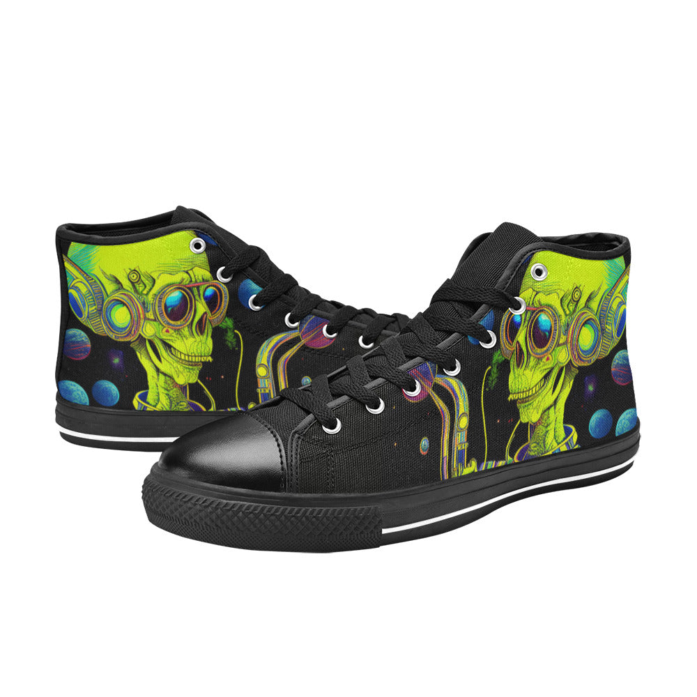 MEN'S Cc Hipster Alien Space High Top Canvas Neon Fantasy Custom Sneakers