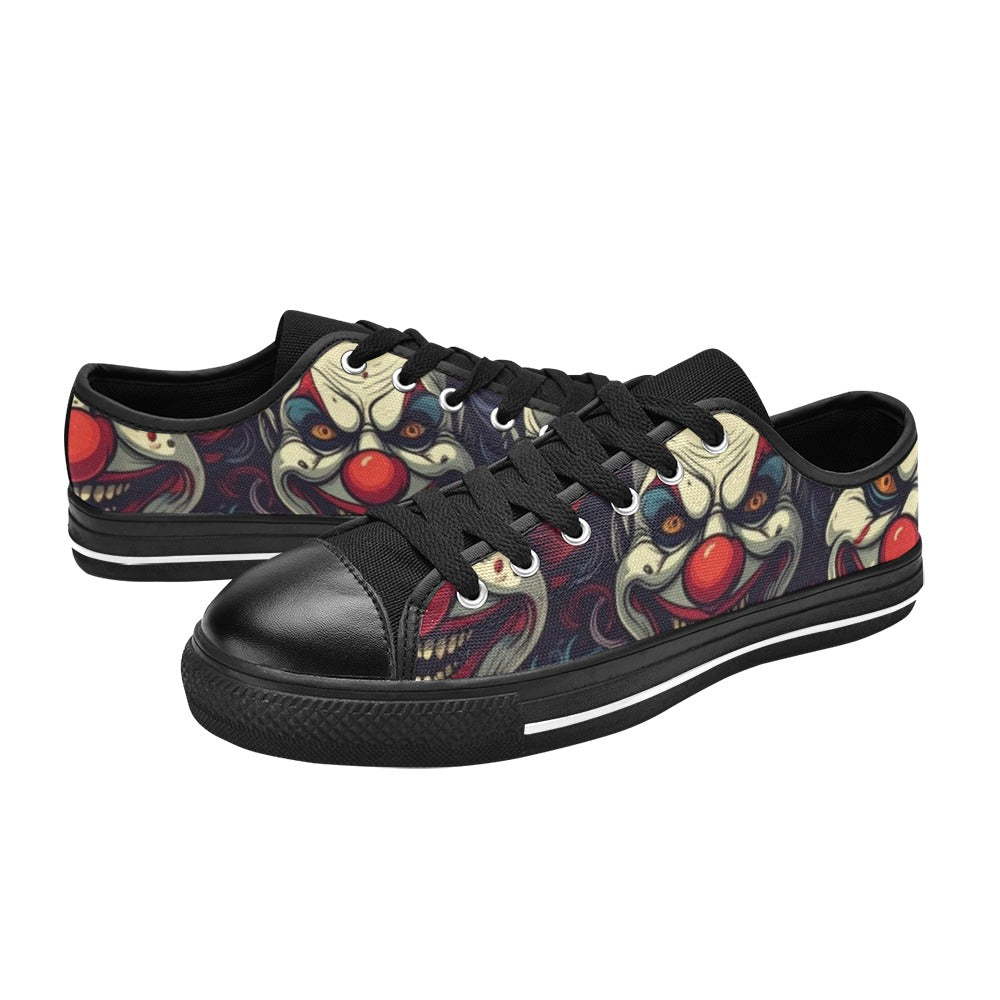 WOMEN'S Evil Clowns Heads Faces Canvas Surreal Shoes