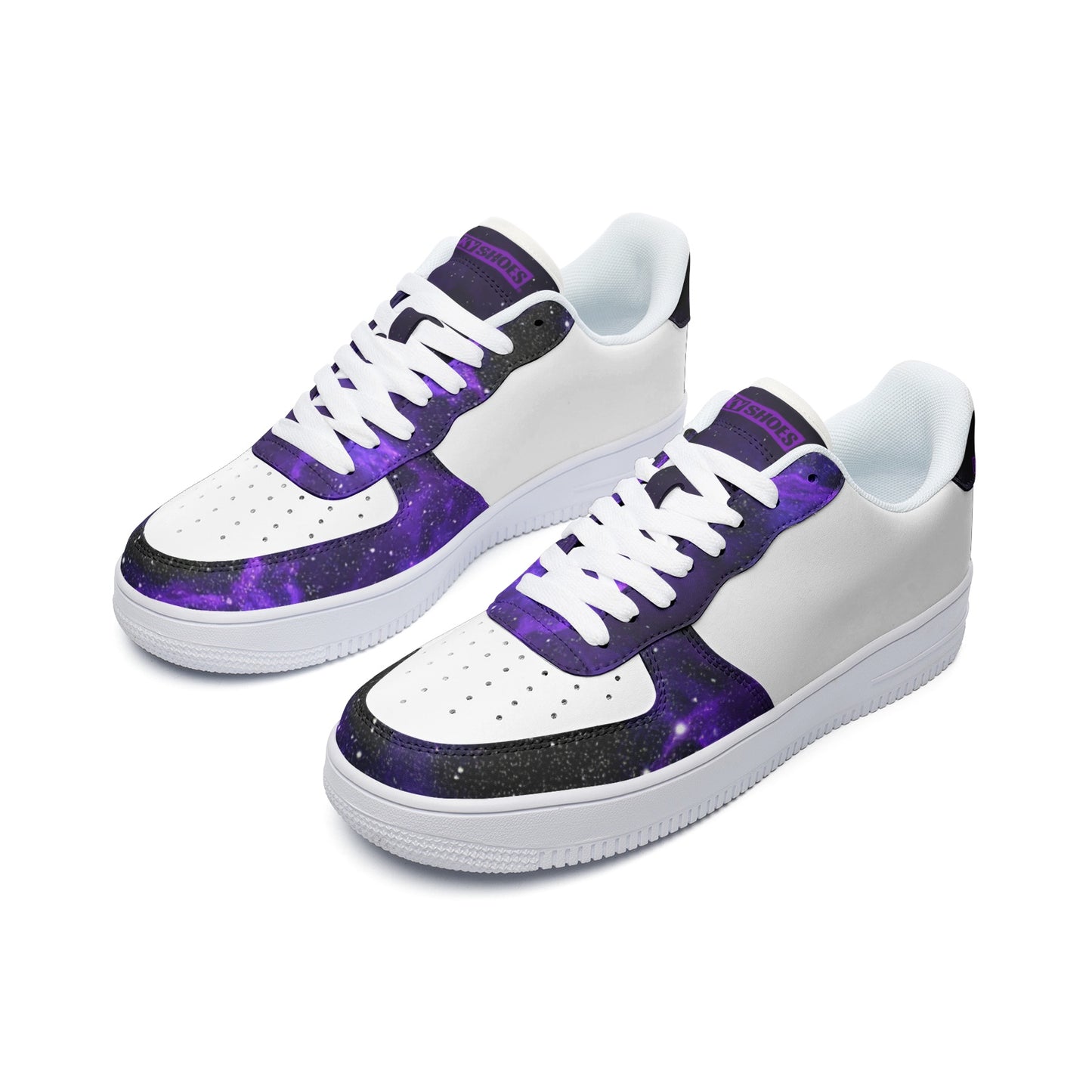 Deep Space Star Cluster Art Classic Custom Sneakers | Freaky Shoes® Unisex Low Top Leather Sneakers