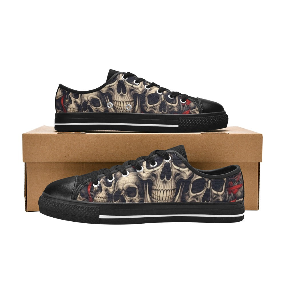 MEN'S Patriotic Skull Flag Low Top Canvas Surreal Sneakers