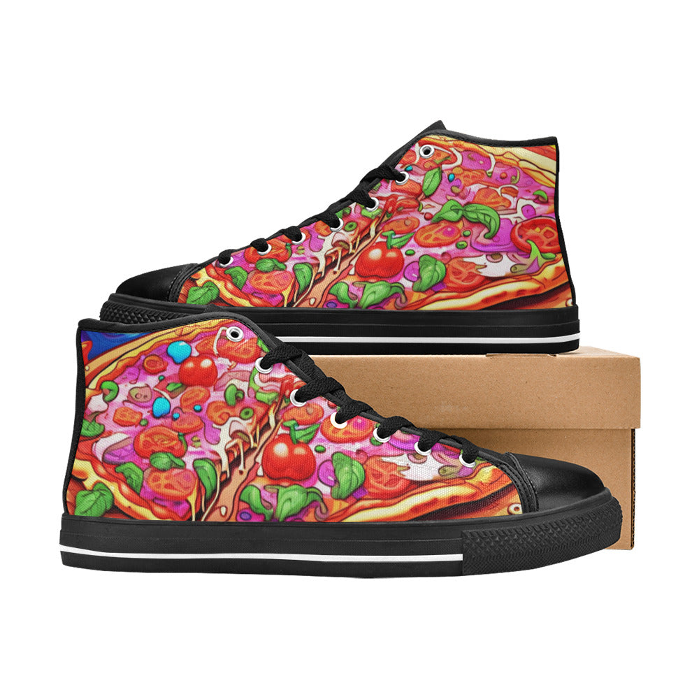 WOMEN'S Chill Pizza Fantasy Art High Top Canvas Wallpaper Art Shoes