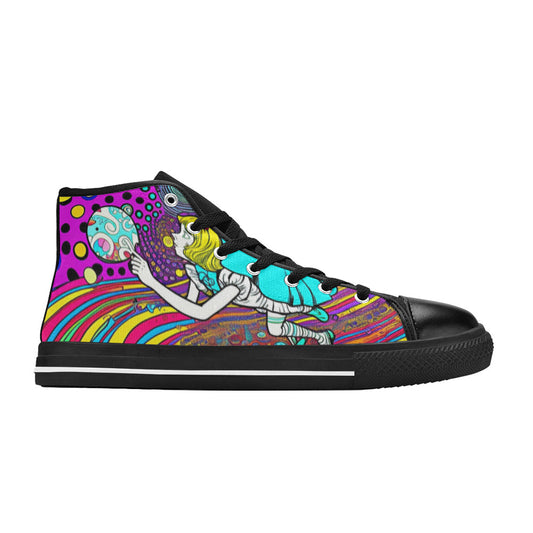 WOMEN'S Wonderland Trippy Psychedelic Colorful High Top Canvas Vibrant Chaos Custom Shoes