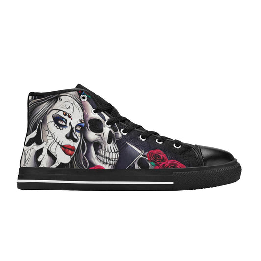 MEN'S Woman Skulls Men’S High Top Canvas Neon Fantasy Custom Shoes