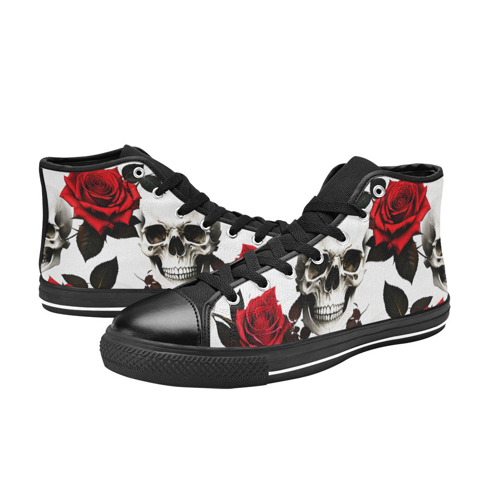 MEN'S Skulls Roses Deluxe 4 High Top Canvas Y2K Custom Shoes