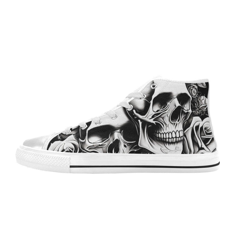 MEN'S Cartoon Style Skulls & Roses High Top Canvas Shoes | Freaky Shoes®