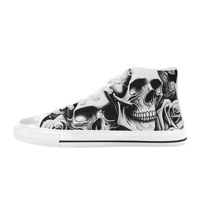 MEN'S Cartoon Style Skulls & Roses High Top Canvas Shoes | Freaky Shoes®