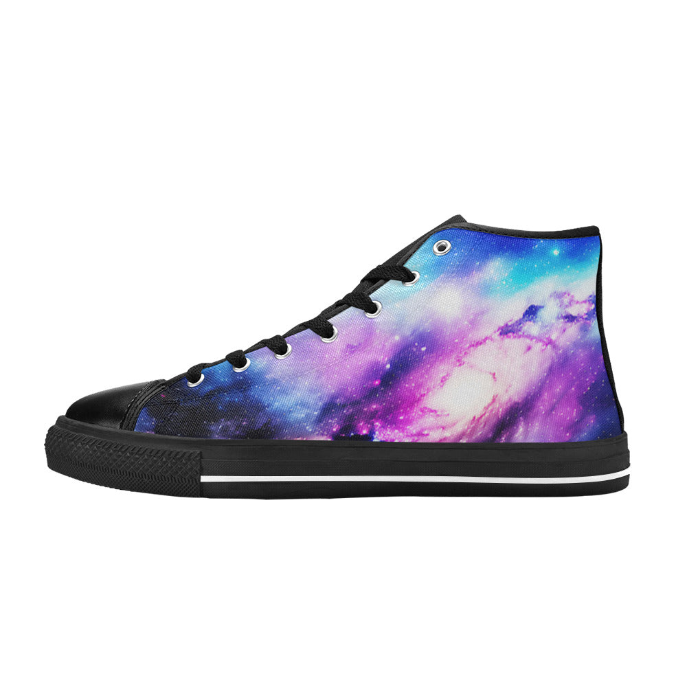 WOMEN'S Cc Galaxy Art 3 High Top Canvas Wallpaper Art Custom Sneakers