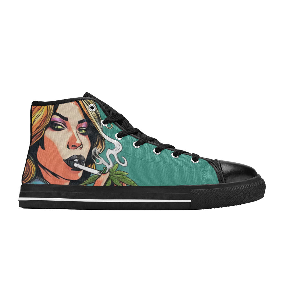 MEN'S Comic Book Art Woman High Top Canvas Surreal Sneakers