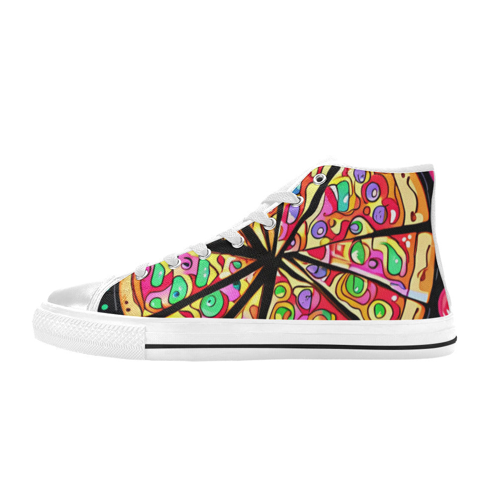 MEN'S Pizza Fantasy Art Men’S High Top Canvas Neon Fantasy Custom Shoes