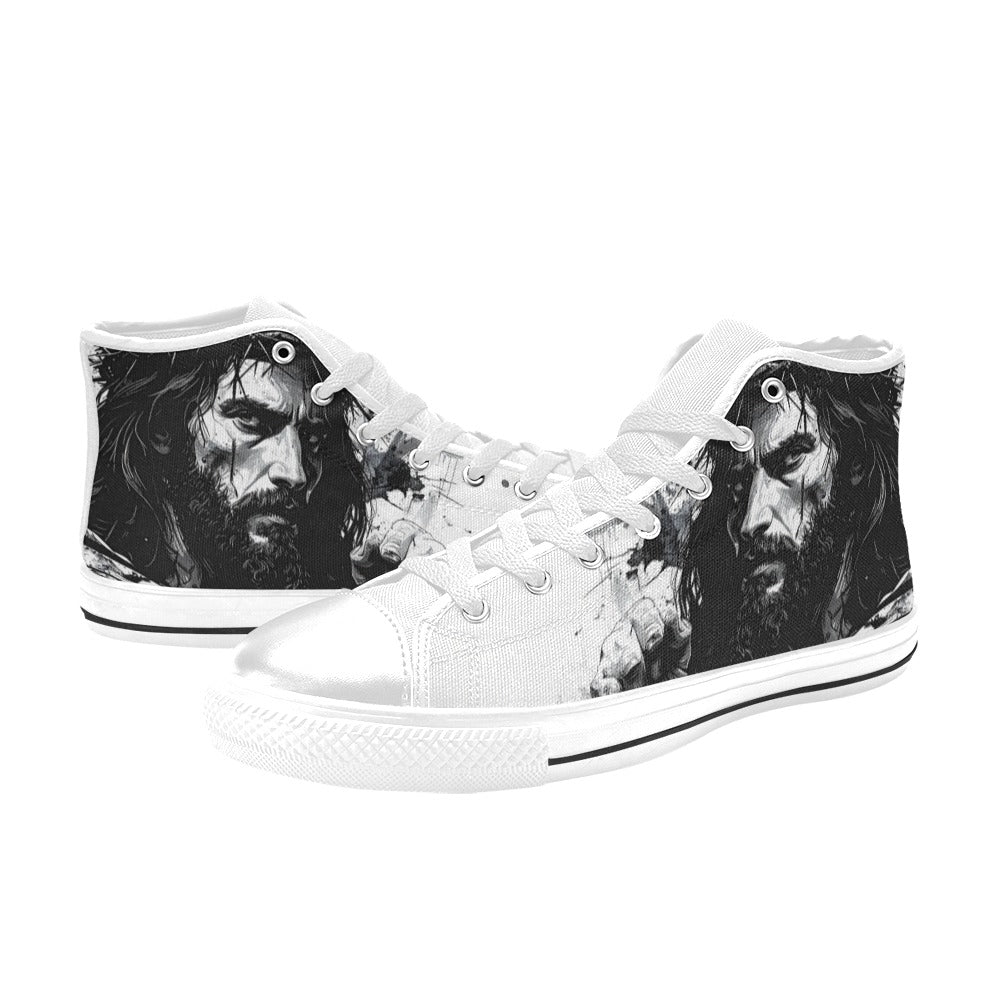 WOMEN'S Jesus_Ht_14 High Top Canvas Vibrant Chaos Custom Sneakers