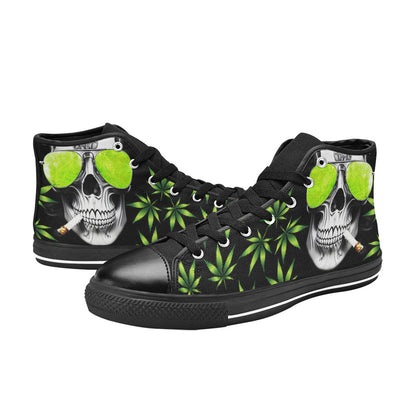 WOMEN'S Cc 420 Skull Weed High Top Canvas Cottagecore Custom Sneakers