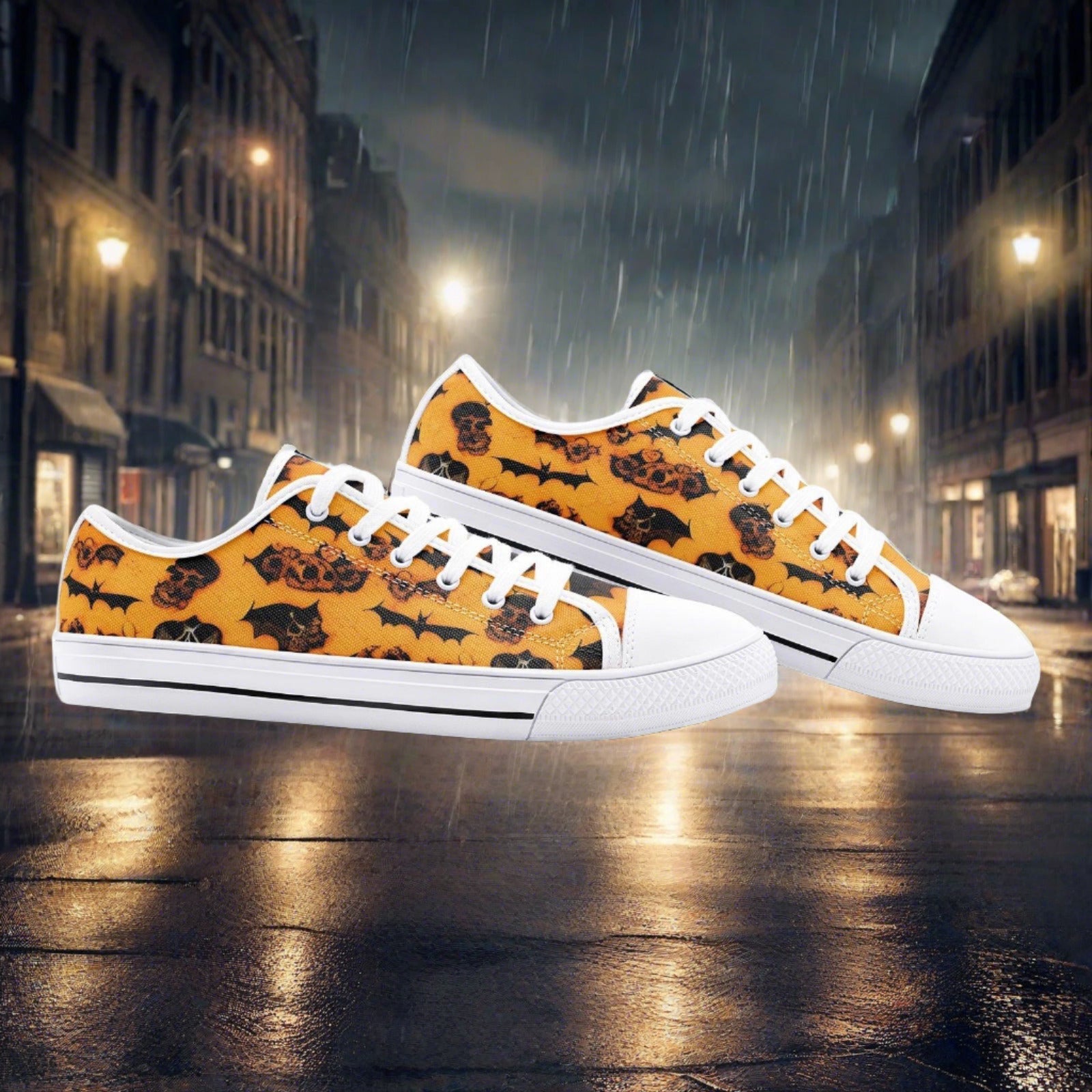 Cherry Blossom White Gold Unique Bold Art - Freaky Shoes | Custom Art Sneakers