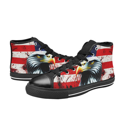 WOMEN'S Patriotic Eagle Distressed High Top Canvas Vibrant Chaos Shoes