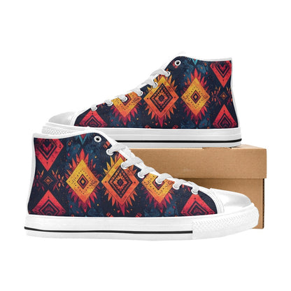 Wild Tribal Ripple 2 Men's High Top Canvas Shoes