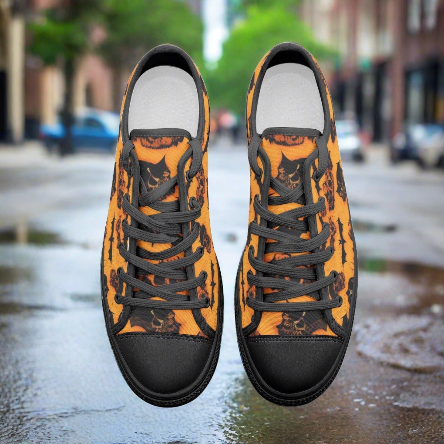 Cherry Blossom White Gold Unique Bold Art - Freaky Shoes | Custom Art Sneakers